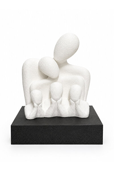 3dlink Statuetă Decorativă Familie cu Trei Copii – Sculptură Abstractă Albă p...