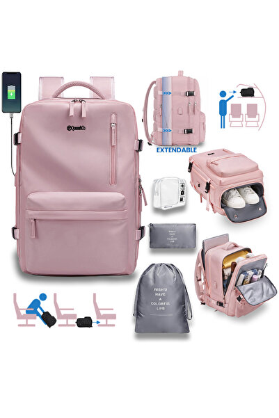 Quasar & Co. Travel Backpack, Cabin 43x30x20-28 cm, Expandable, Waterproof, L...