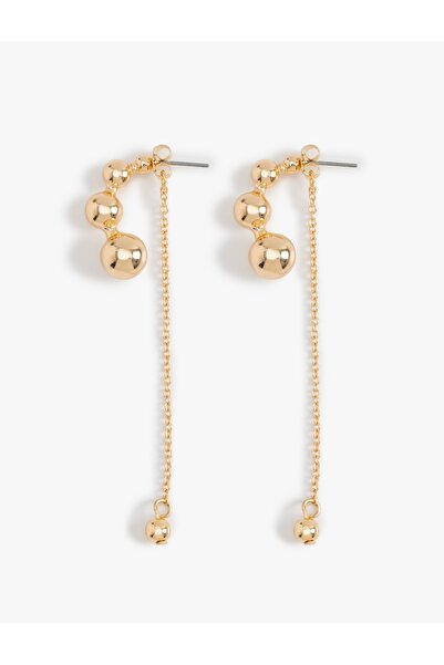 Koton Women's Steel Mixed Metal Beaded Dangle Chain Earrings