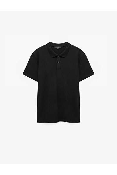 Koton Cotton Pique Fabric Short Sleeve Polo Collar Printed Slim Fit T-Shirt