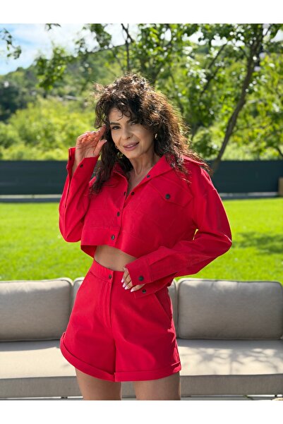 RAMONA BADESCU EXCLUSIVE Set Bibby Top și Pantaloni - Cireșiu