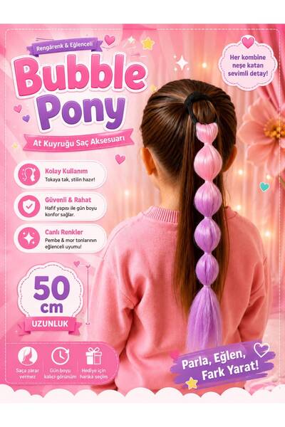 Rhea Company Balon Pembe-Lila Ombre Kız Çocuk Saç Tokası – 50 cm (1 Adet)