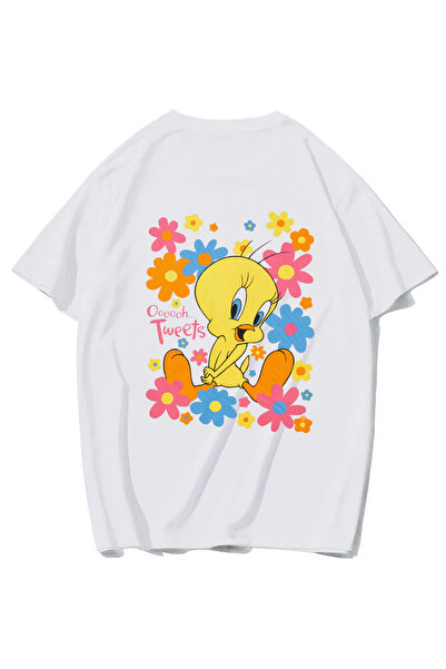 BRZ COLLECTION Unisex Oversize Tweety T-Shirt (White)