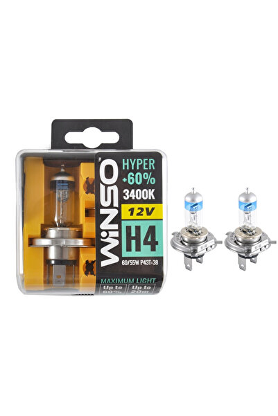 Winso Bec Халоген Хипер +60% H4 - 12V, 60/55W P43t-38 ●   3400K ●   Комплект ...