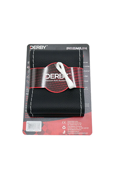 Derby Black steering wheel cover with needle and thread 80 g, white stitching
