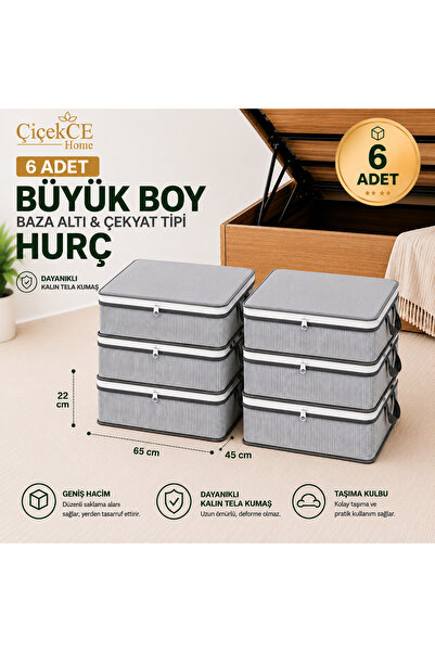 Çiçekce Home evinize renk katar Hurç 6 adet antrasit çizgili Baza altı Hurç b...