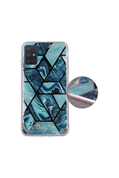 OEM Geometric Marmur Case for Samsung Galaxy A71 dark blue