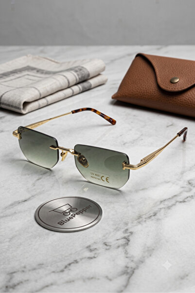 BluePepper Frameless T-Detail Rectangular Sunglasses Unisex Model New Season ...