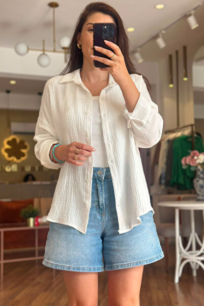 Unique Boutique قميص موسلين أبيض