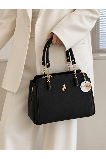 BAGLOVİS Premium Series Women's Hand and Shoulder Bag with Gold Emblem Cross ...
