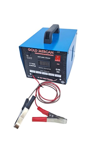 gold mercan 12 Volt Dijital EkranLı Akü Şarj Makinası 7-200 Amper Şarj Aralığı Şoklama Özellikli (TRAFOLU)