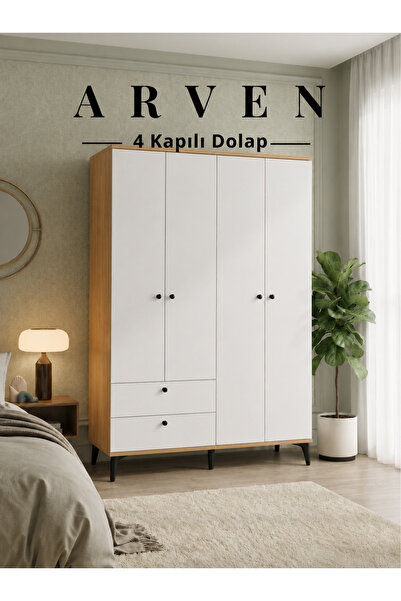 Cozibo Arven 4 Kapılı 2 Çekmeceli Dolap, Gardrop