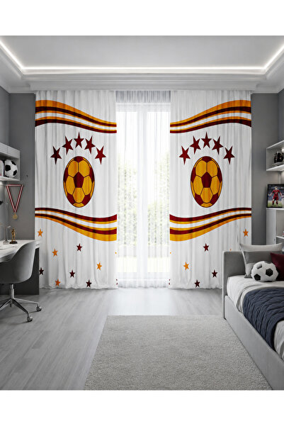 HOMESSA Yellow Red Soccer Ball Double Winged Children's Room Background Curtain