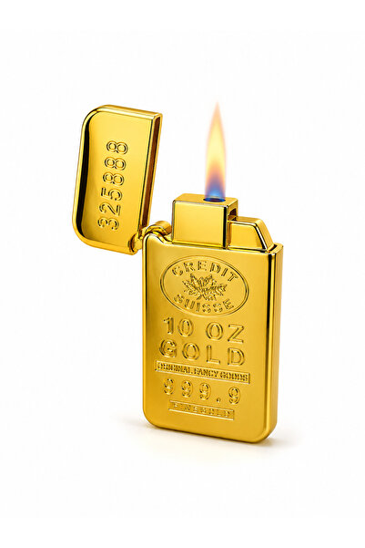 Clipper Altın Külçe Tasarımlı Gazlı Metal Çakmak – Lüks Kapaklı Dekoratif Mod...