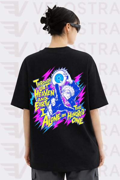 Velostra Unisex Jujutsu Kaisen Gojo Anime Printed Oversize Crew Neck Cotton D...