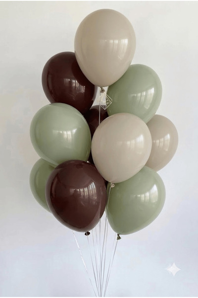FESTİVALOON Deniz Kumu Çikolata Okaliptus Balon Seti 20’li 11 İnç Doğum Günü ...