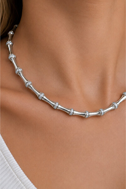 CAXBERN Serenay Zircon Stone Silver Necklace