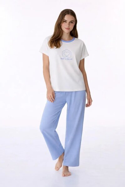 Cool & Sexy Women's Short-Sleeved Long Pants Cotton Pajama Set – Rest & Relax...