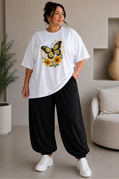 Rubonia Women's Plus Size Oversize 2-Piece Tracksuit Set Printed Comfortable ...