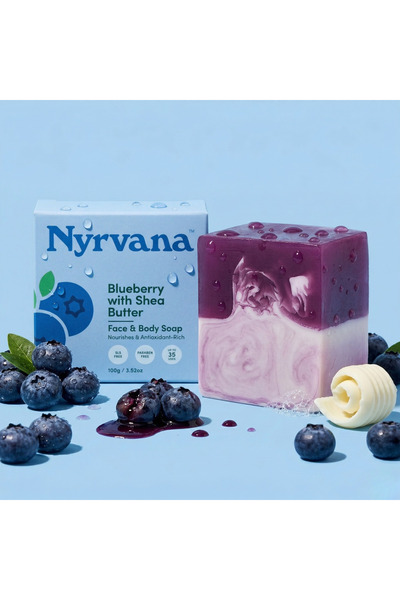 Nyrvana Blueberry & Shea Butter Soap 100g – Antioxidant-Rich Natural Bath Bar...