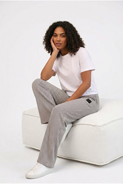 strivex Waterway Patterned Black and White Striped Trousers