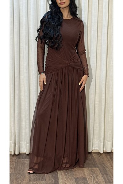 TREASUREISLAND Tulin Dress |   Brown Soft Wrap Cut Dress