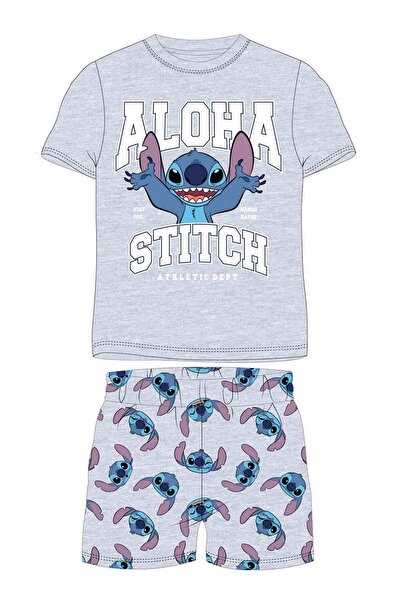 Lilo & Stitch Pijama gri 3-8 ani cu print foto în textură 93% bumbac 7% polie...