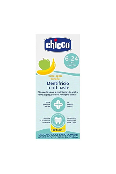 Chicco Pastă de dinți pentru copii, fără fluor, măr și banană, 50 ml