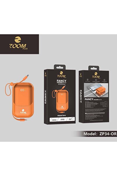 Zoom Plus Fancy Power Bank 20000mAh PD 22.5W Fast Charging, Built-in Cable, D...