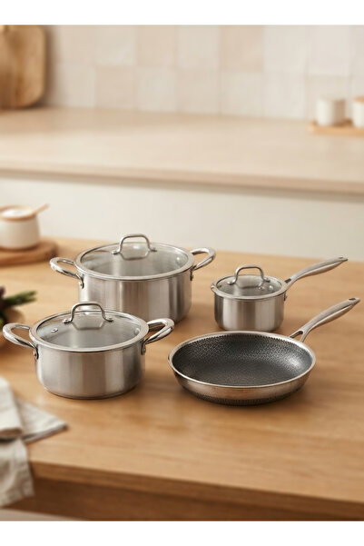 Cady One High Quality Stainless Steel Cookware Set with Heat-Resistant Glass ...