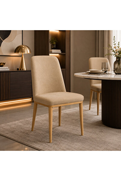 N.zone Modern Dining Chair with Luxury Fabric Upholstery and Sturdy Wooden Le...