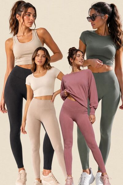 fevien 4-Piece Advantageous Set Women's High Waist Ribbed Diver Camisole Fabr...