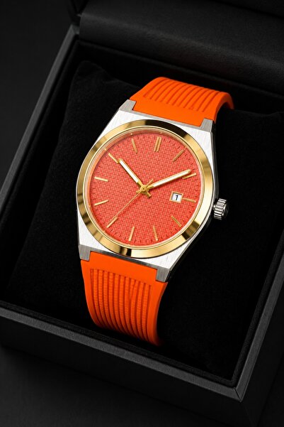 Leerybee Silicone Cord Steel Case Men's Wristwatch with Calendar and Special Box