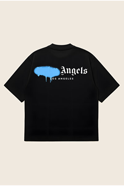 Moon Dancer Palm Angels Blue Spray Printed Oversize Boxy Cut Unisex 100% Cott...