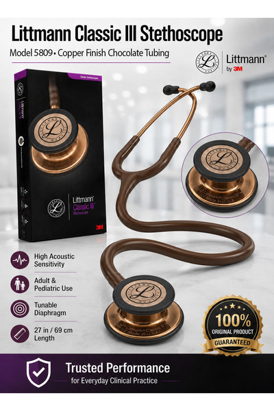 3M Littmann Classic III Monitoring Stethoscope Model 5809 Copper-Finish Dual-...
