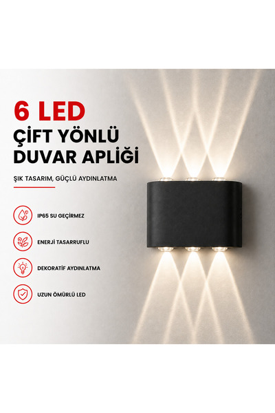 SerBugo SBL-006 Dekoratif Çift Taraf Duvar Aydınlatma Led Aplik Duvar Lambası...