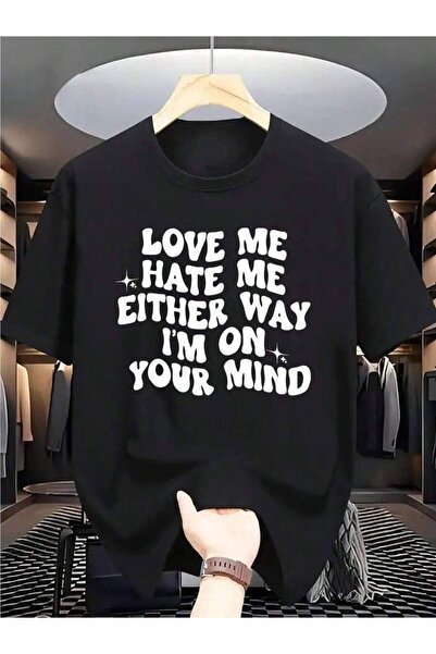 Astogria13 تي شيرت رجالي صيفي كاجوال بطباعة رسومية - طباعة 'Love Hate Me Eith...