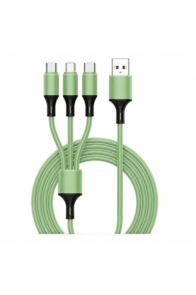 Flippy Cablu de Date si Incarcare 3 in 1, Flippy, 3A, Silicon Lichid, Type-C,...