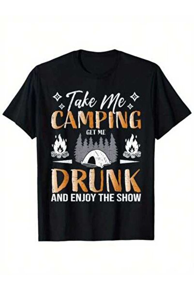 799 Vintage Camping Graphic T-Shirt - Black Outdoor Adventure Tee With Campfi...