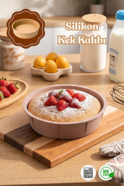 Porsima 30041-1 Silikon Yuvarlak Kek Kalıbı Krem 24cm