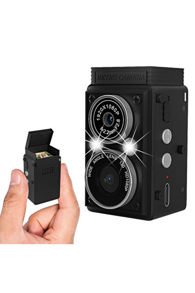 OnShop Mini Camera Retro HD Pentru Vlog Si POV, Design TLR Vintage, Ecran LCD...
