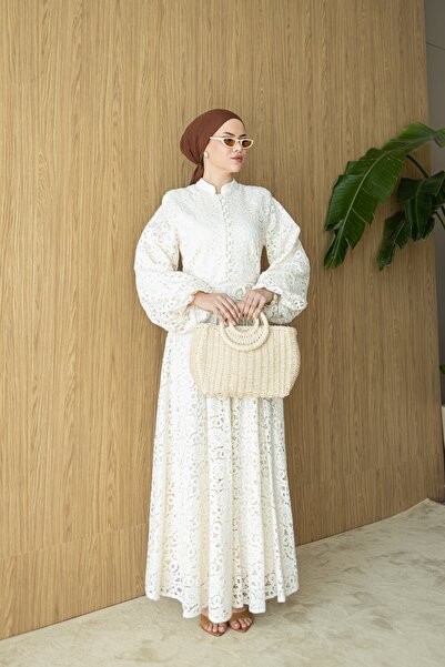 OZELİMMODA Dantel Elbise | Krem