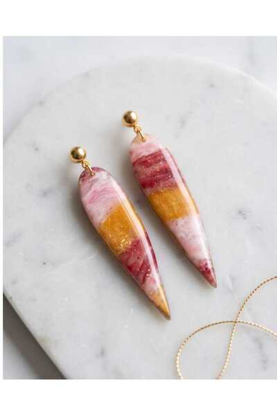 Dodemert Home Amber Flower Drop Polymer Clay & Epoxy Handmade Earrings