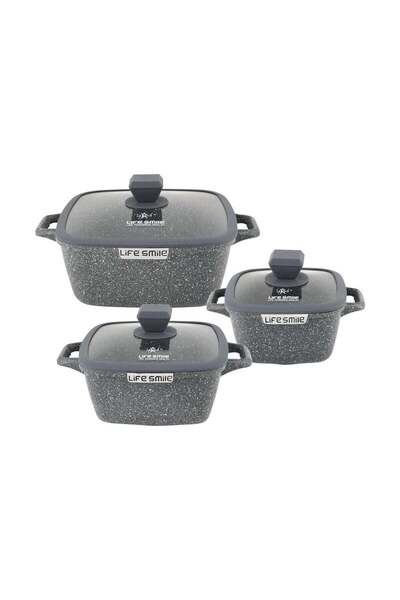 Lifesmile Life Smile Granite Nonstick Cookware Set with Lids – Induction Comp...