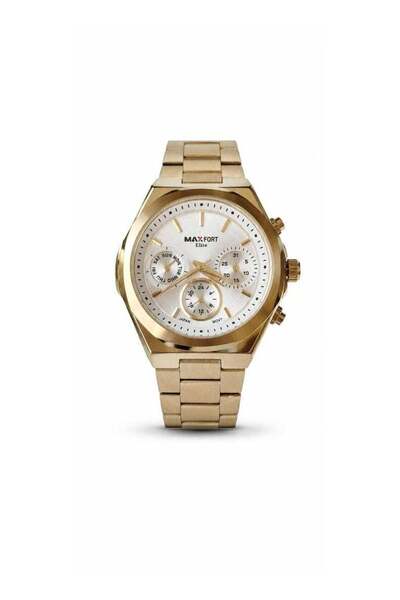 Maxfort Elite Women's Gold Quartz Watch Stainless Steel Bracelet Multi-Functi...