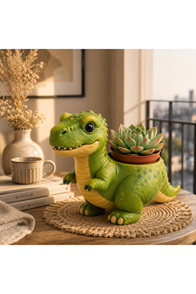 FARM3D Boyanabilir T-Rex Dinozor Kalemlik Mini Saksı Fırça Boya Dahil 3D Bask...
