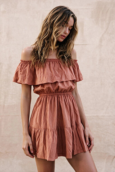 Su Koleksiyon Demre Cotton Mini Festive Dress / Salmon