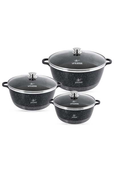 Lifesmile Life Smile 6-Piece Nonstick Granite Cookware Set – Premium Cookware...