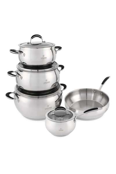 Lifesmile Life Smile 9Pcs 18/10 Stainless Steel Cookware Set – Premium Cookwa...