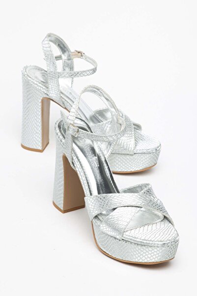 Dilimler Ayakkabı Women's Platform Heel Evening Dress Shoes Silver Glitter Cr...